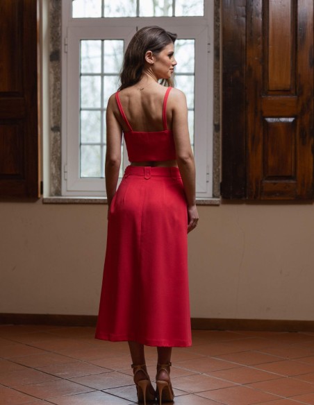 Conjunto de fiesta de crop top con tirante fino y falda recta Conjunto de fiesta de crop top con tirante fino y falda recta