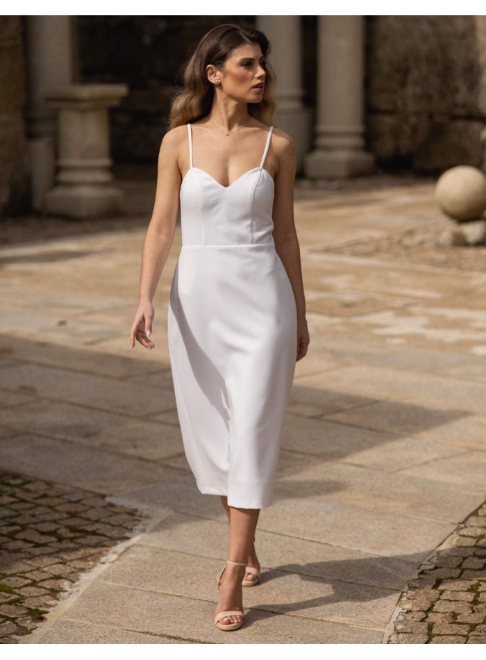 White midi dress with thin straps