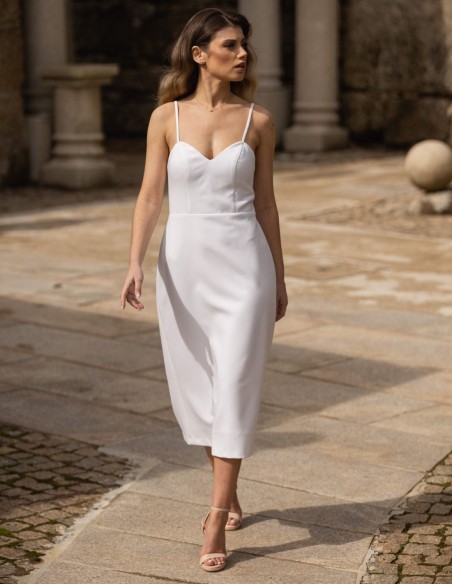 White midi dress with thin straps