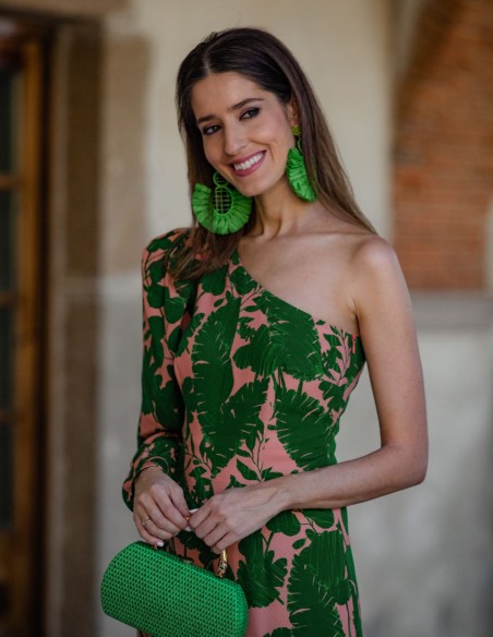 Combinaison de soirée à encolure asymétrique et imprimé floral