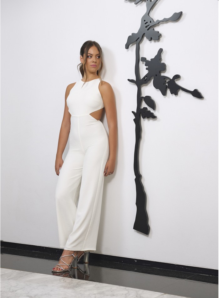 White jumpsuit with cut outs