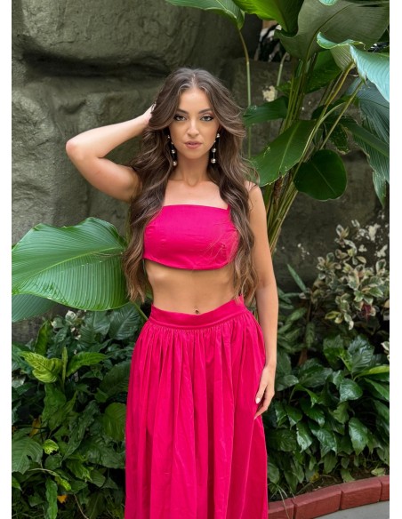 Jupe longue fuchsia avec poches