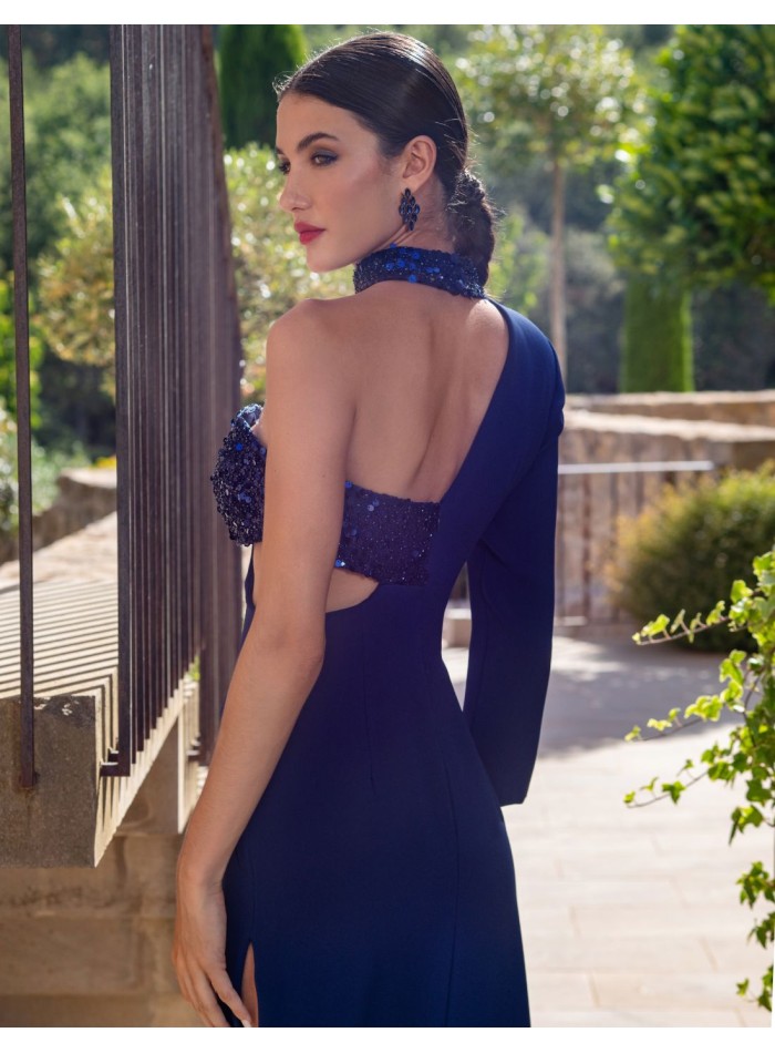 Long guest dress with sequin details and...