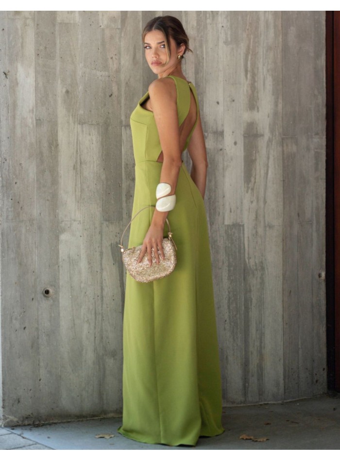 Robe longue vert citron avec dos ouvert