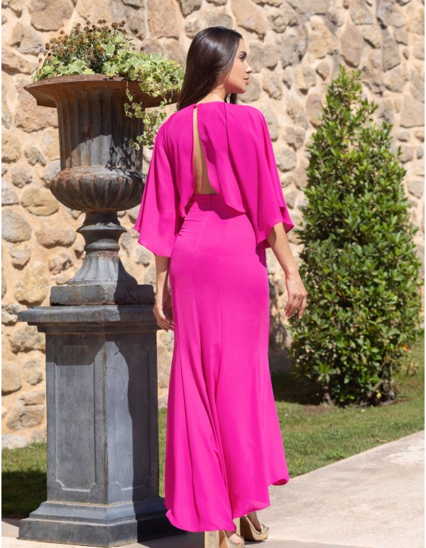 Long flowing guest dress with bat sleeves 2