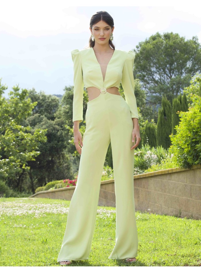 Long party jumpsuit with cut-out waist and...