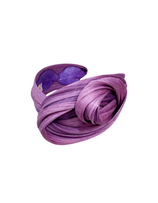 Diadema de fiesta violeta trenzada en seda 2