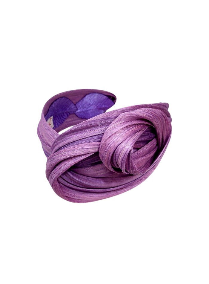 Violet party headband braided in silk