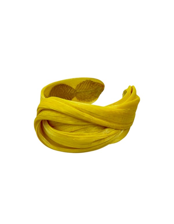Bandeau d'invité en soie abaca tressée moutarde 2