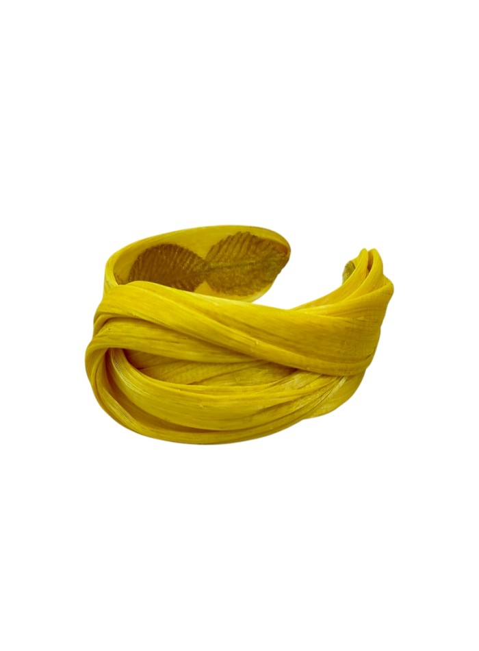 Mustard guest headband in braided silk abaca