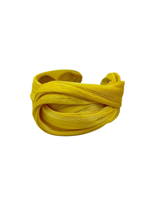 Mustard guest headband in braided silk abaca