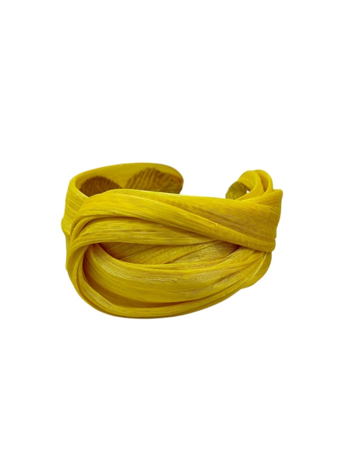 Bandeau d'invité en soie abaca tressée moutarde