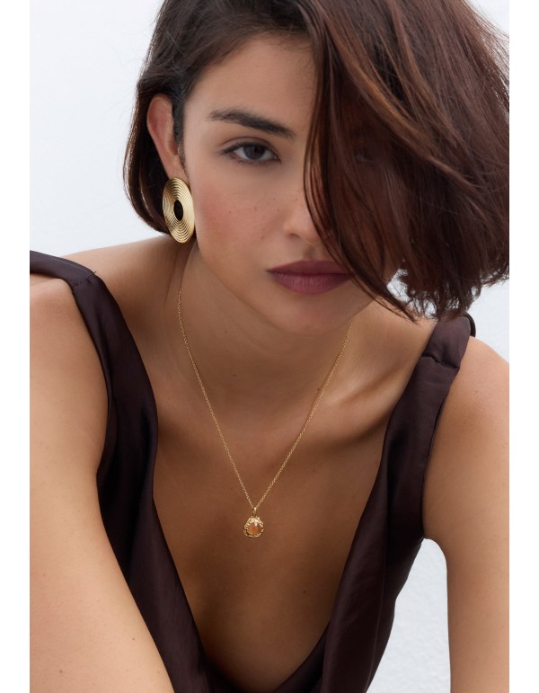 Long gold plated pendant with citrine stone 2