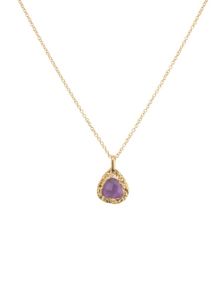 Colgante largo dorado con piedra amatista Colgante largo dorado con piedra amatista
