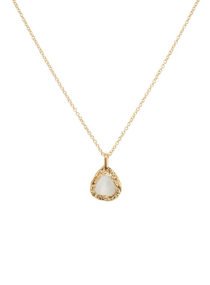 Long pendentif plaqué or avec pierre de lune
