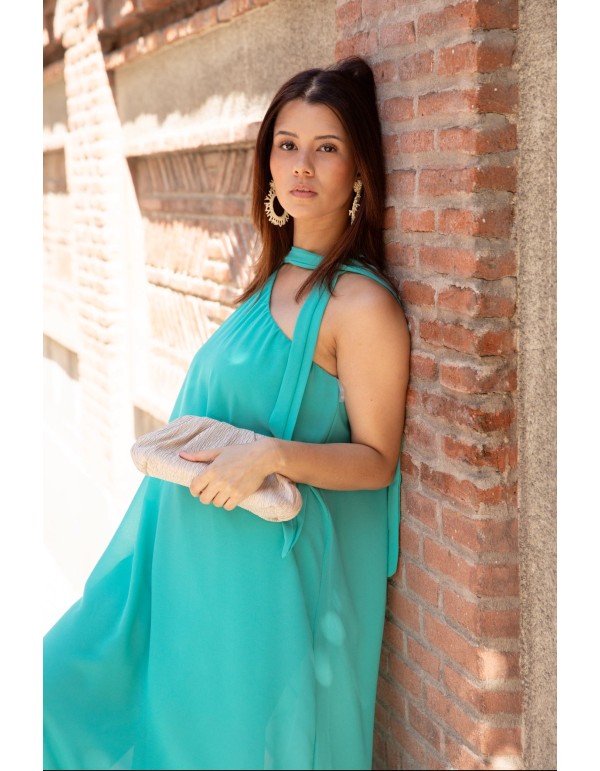 Guest gauze jumpsuit with one sleeve and neck tie 2