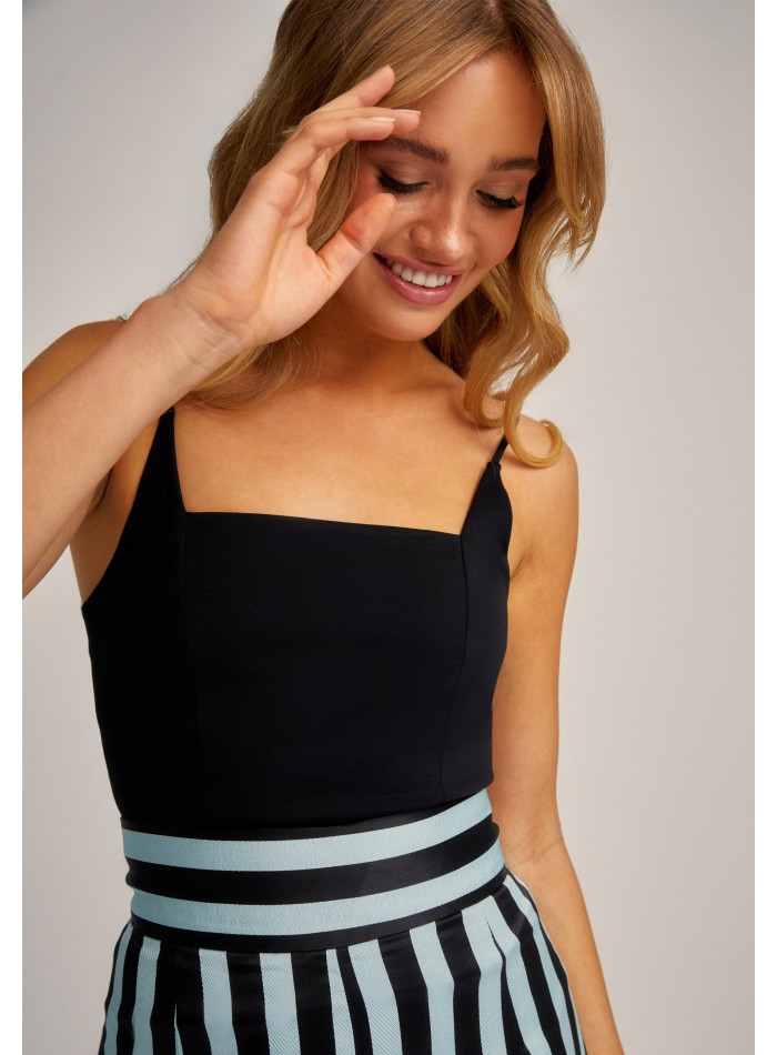 Black knitted top with square neckline and...