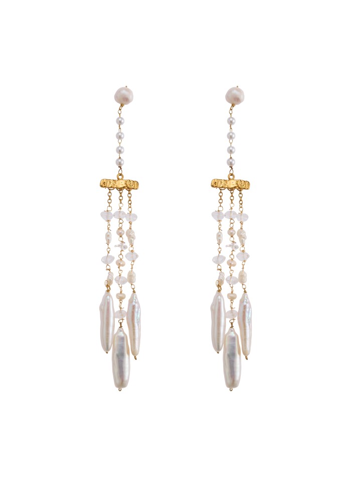 Boucles d'oreilles plaquées or avec pendentifs en perles