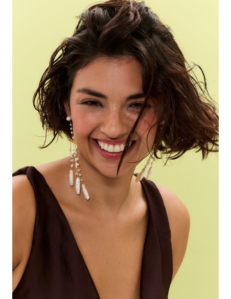 Gold-plated earrings with pearl pendants