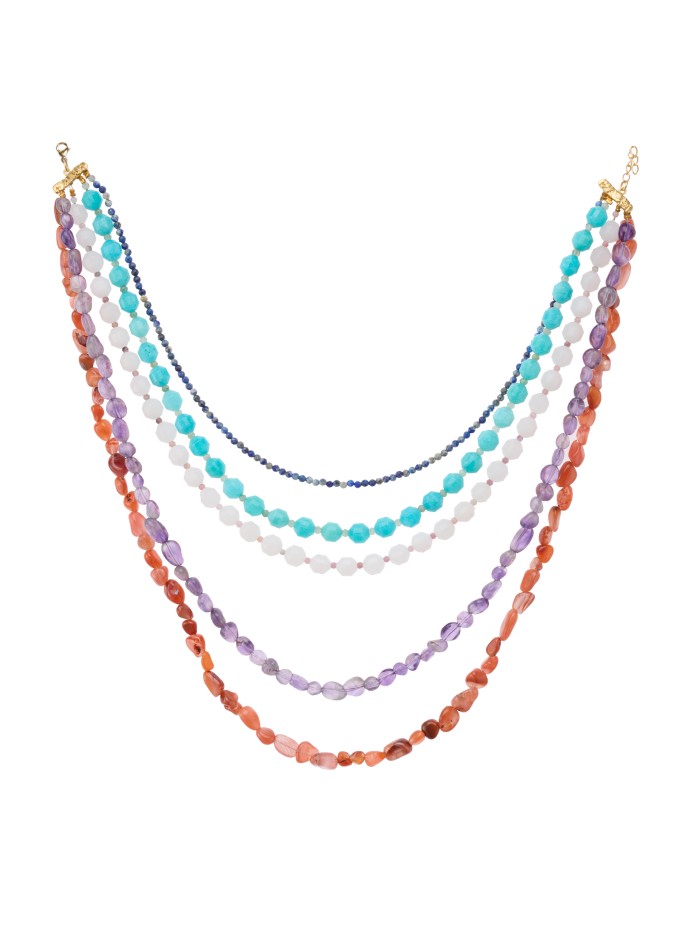 Collier superposé avec pierres multicolores