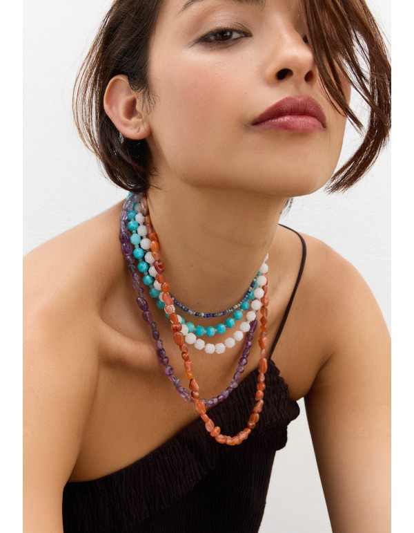 Layered necklace with multicolored stones 2