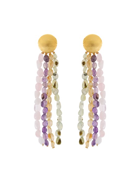 Pendientes dorados con piedras multicolor Pendientes dorados con piedras multicolor