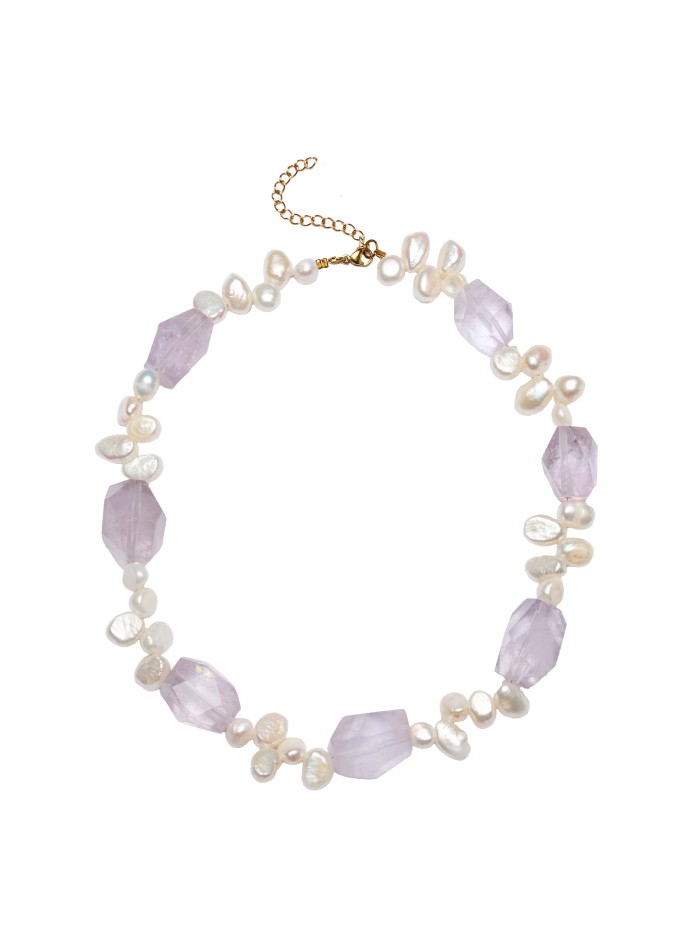 Collier en pierre d'améthyste avec perles