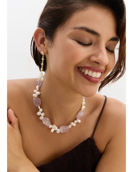 Collier en pierre d'améthyste avec perles