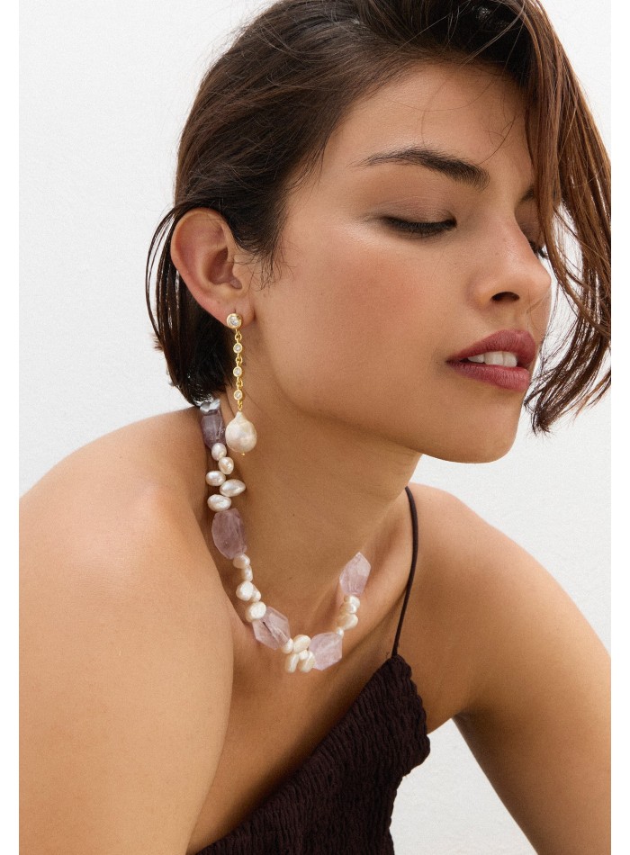 Collier en pierre d'améthyste avec perles