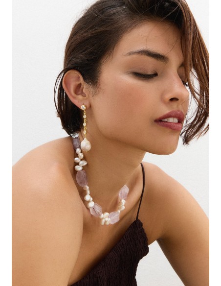 Collier en pierre d'améthyste avec perles