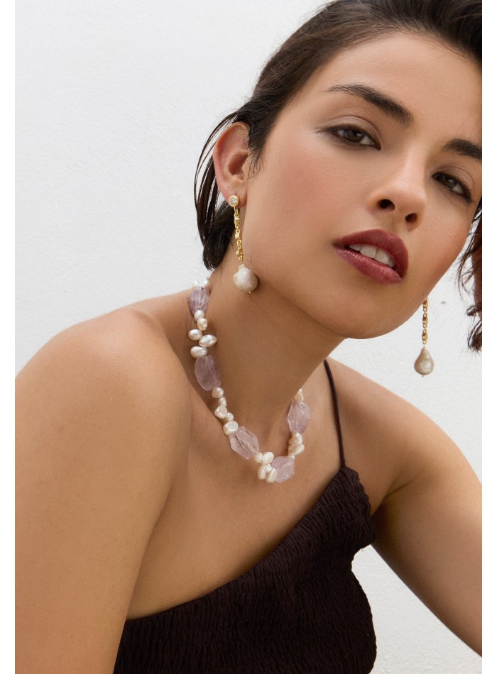 Collier en pierre d'améthyste avec perles