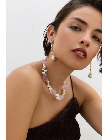 Collier en pierre d'améthyste avec perles