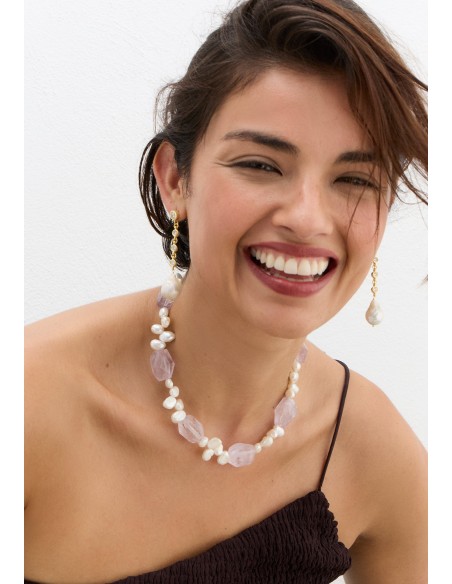 Collier en pierre d'améthyste avec perles