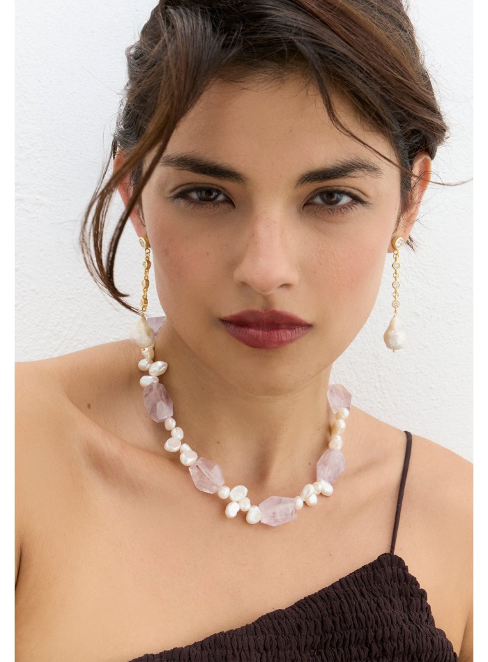 Collier en pierre d'améthyste avec perles