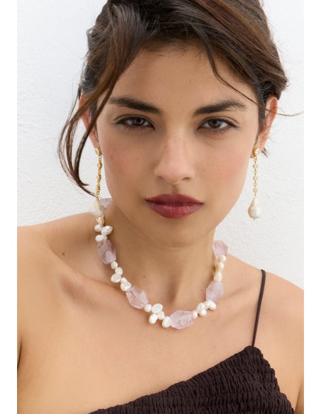 Collier en pierre d'améthyste avec perles