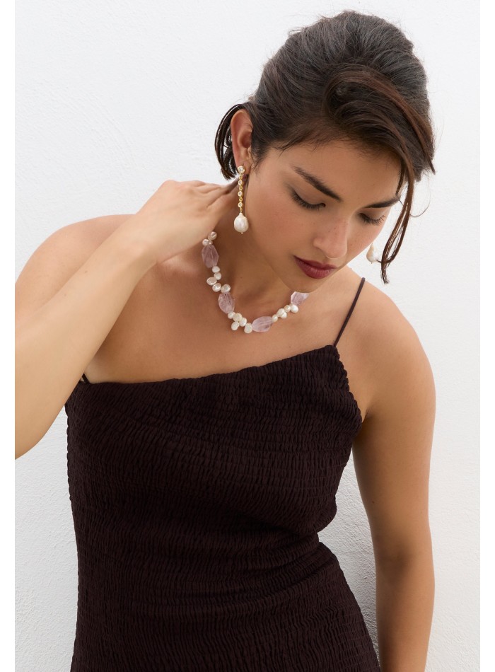 Collier en pierre d'améthyste avec perles