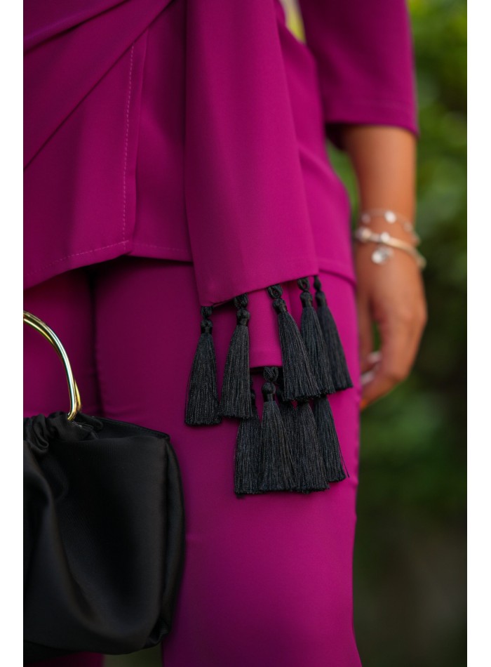 Long sleeve wine jacket and pants set