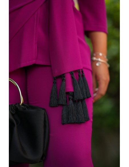 Long sleeve wine jacket and pants set