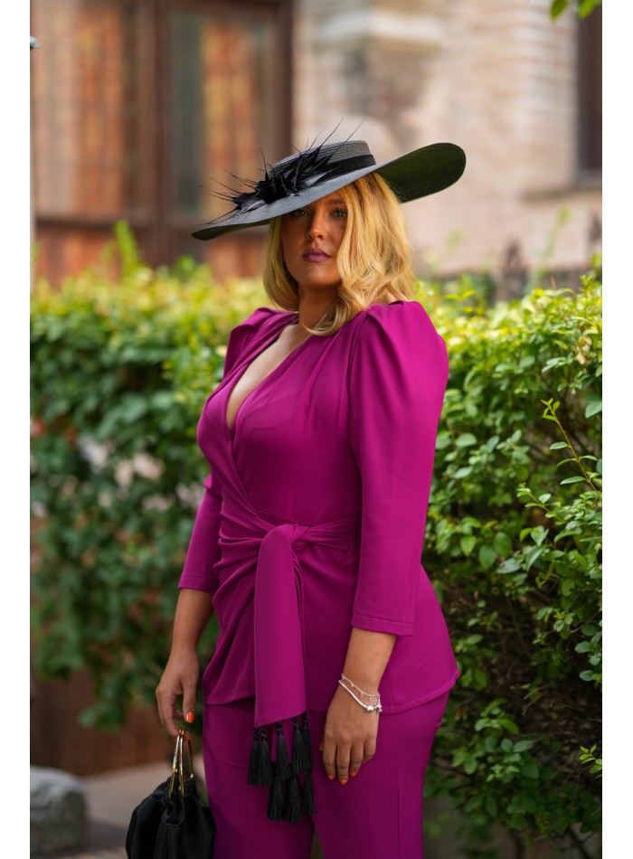 Long sleeve wine jacket and pants set