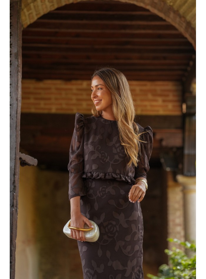 Ensemble jupe et top crop en mousseline de...