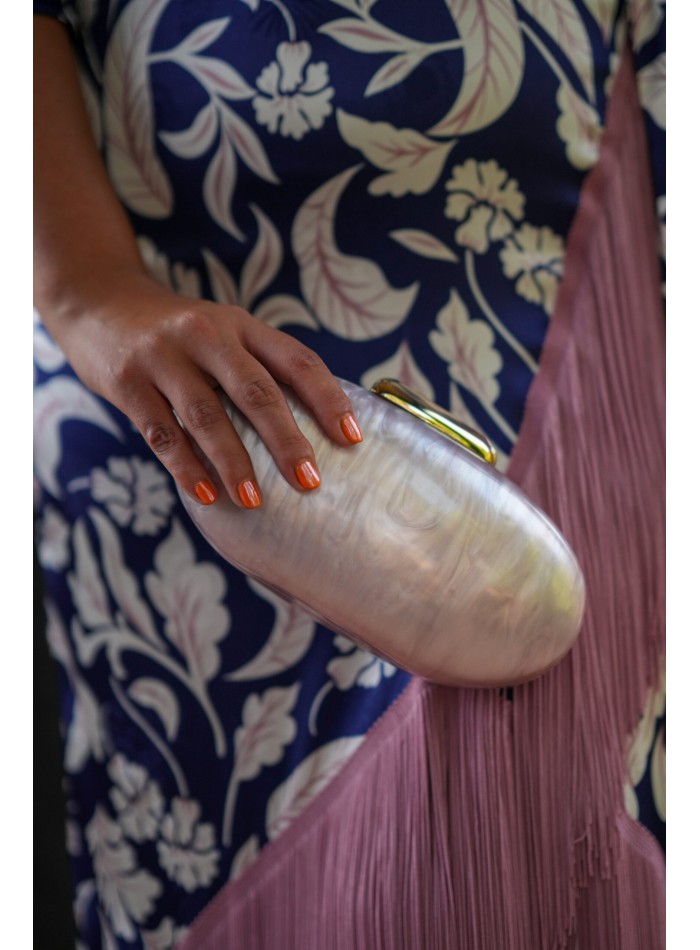 Vestido midi de invitada estampado con flecos para bodas