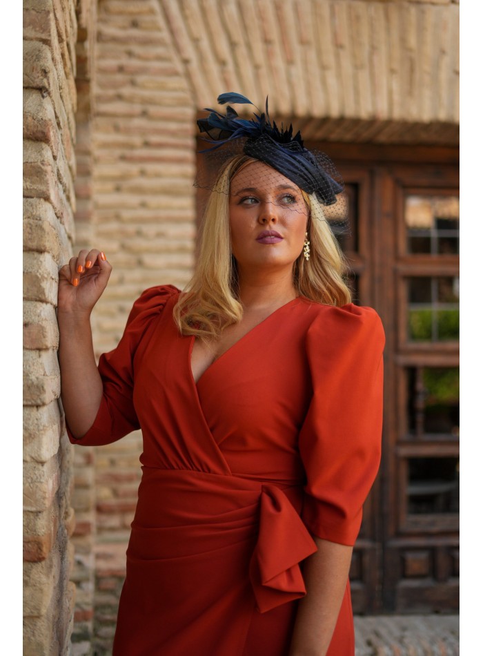 Robe midi Caldera à manches françaises bouffantes