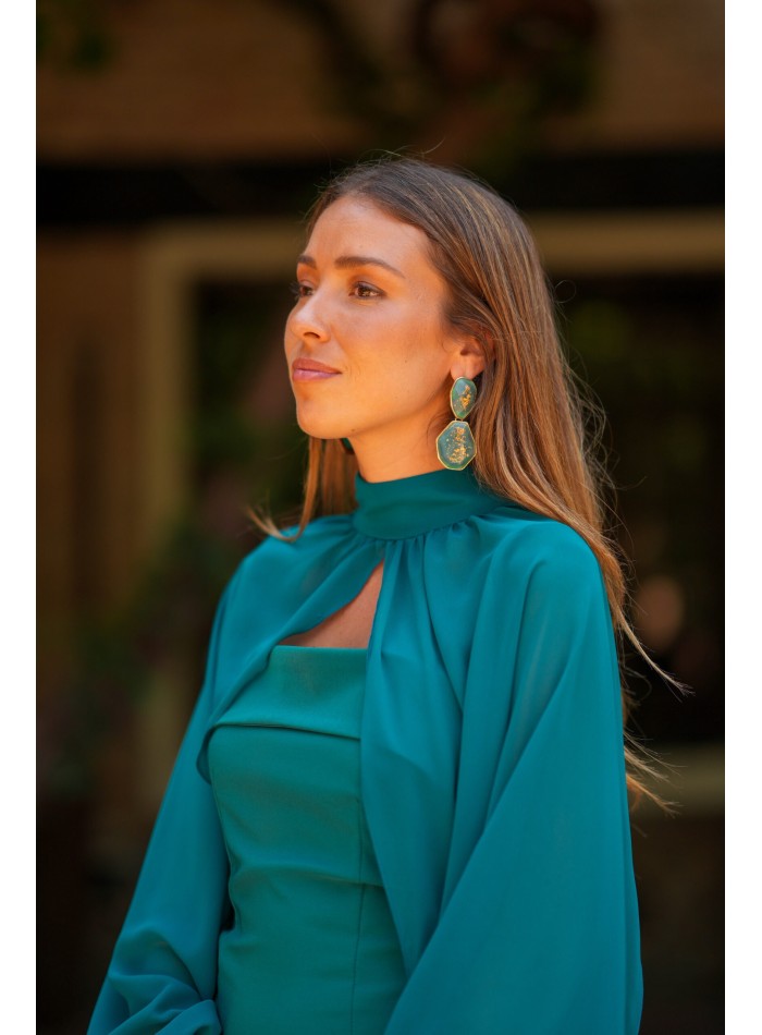 Robe longue Petrol avec jupe en mousseline et...