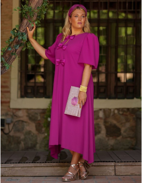 Robe midi à manches courtes et nœuds en forme de...