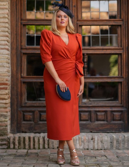 Robe midi Caldera à manches françaises bouffantes