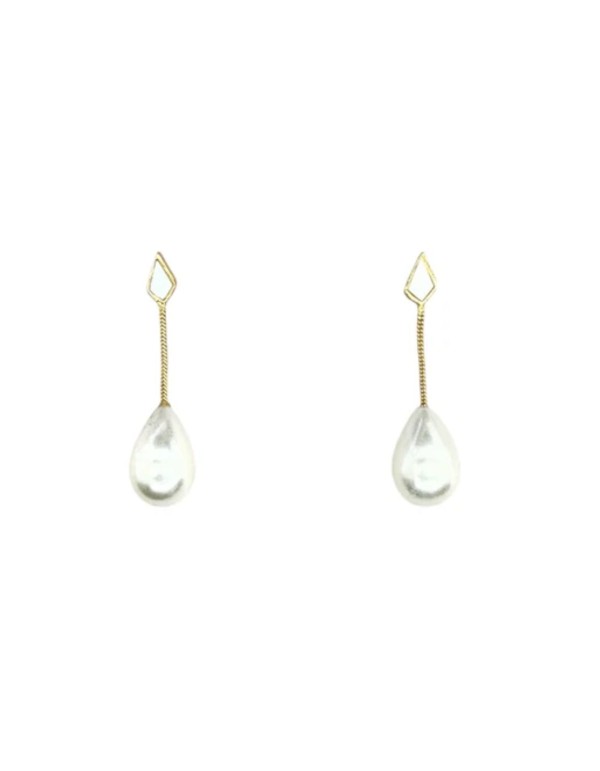 Boucles d'oreilles courtes de mariage avec fil d'or et... 2