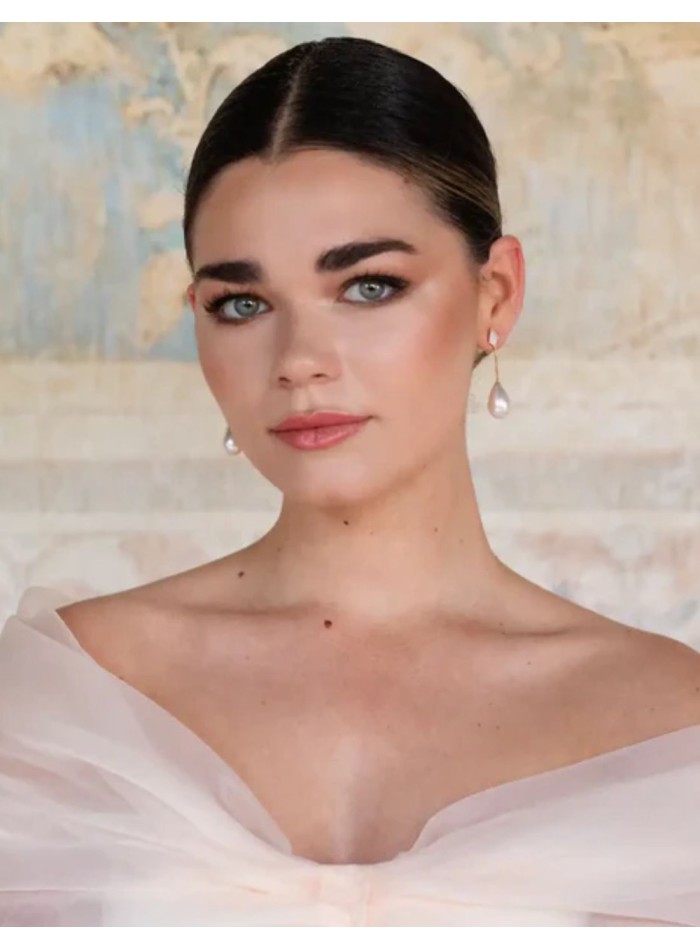 Boucles d'oreilles courtes de mariage avec fil...