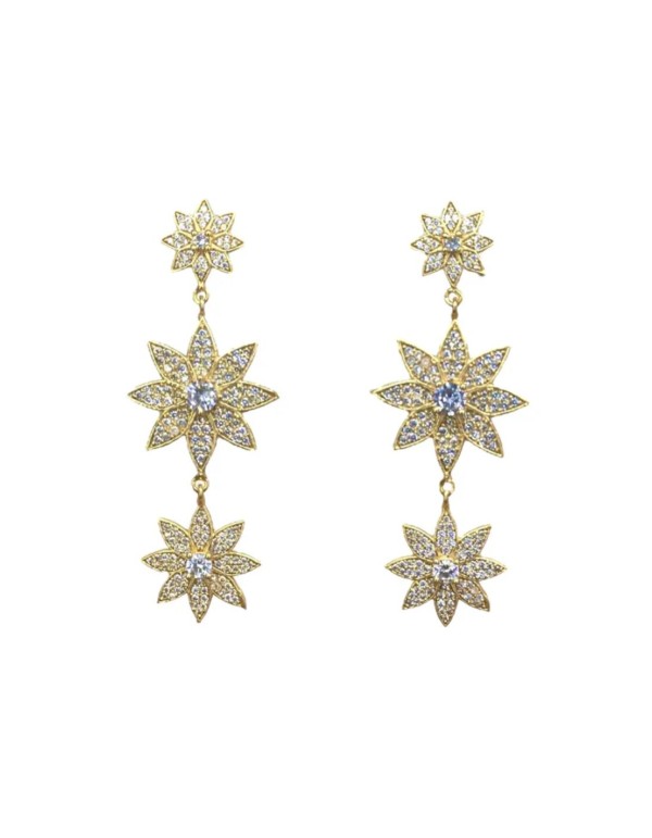 Long earrings with stars and zirconia