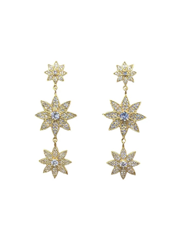 Pendientes largos con estrellas y circonitas