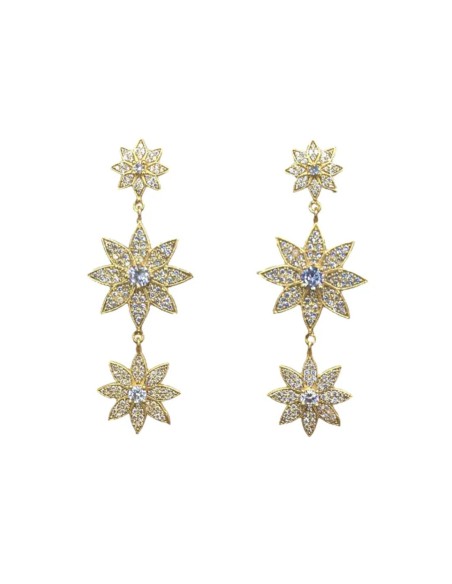 Pendientes largos con estrellas y circonitas